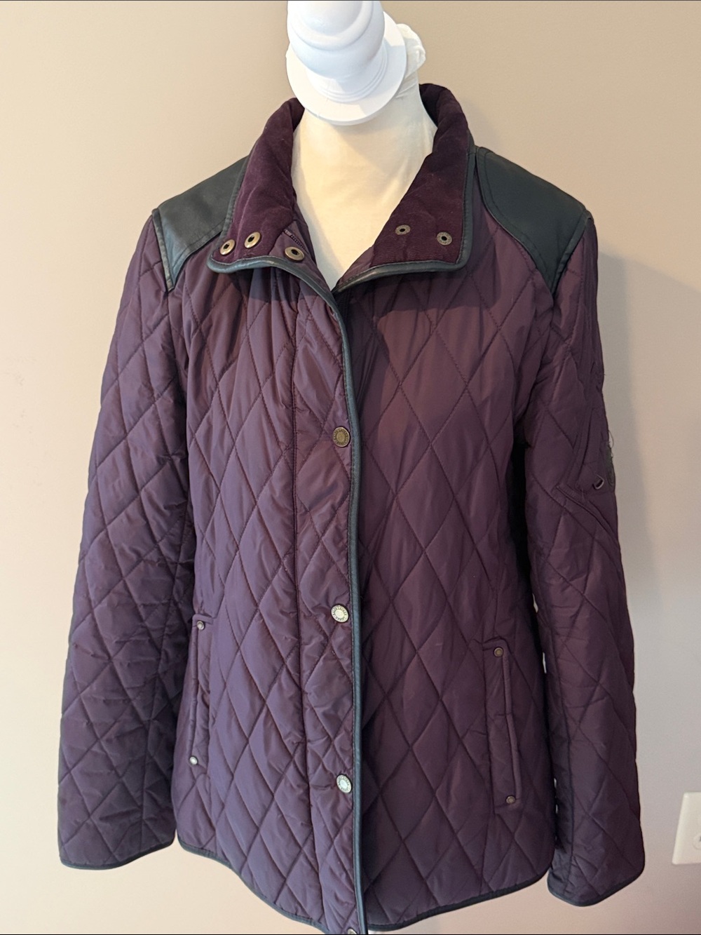Ralph Lauren Quilted Purple Puffer Jacket with Dark Trim